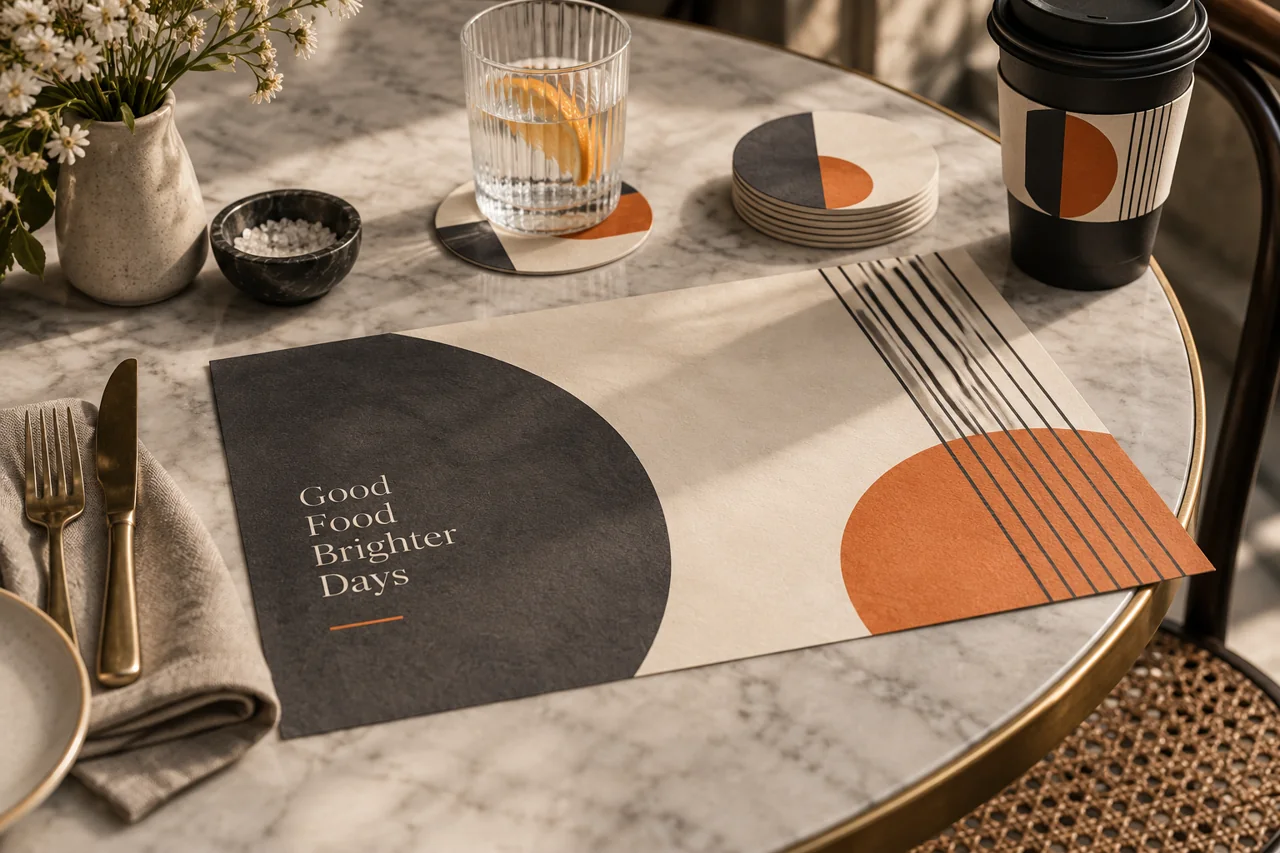 Individuales, posavasos y piezas de mesa con diseño personalizado.